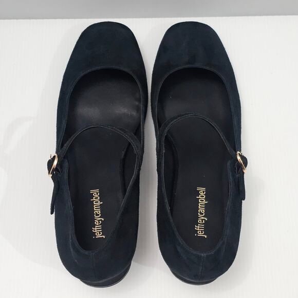 NEW Jeffrey Campbell Top Tier Mary Jane Heel Womens 10 Black Suede Classic Pump - Picture 9 of 13